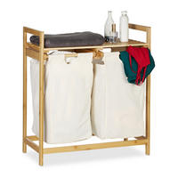 WÄSCHEKORB - Multicolor, Holz/Textil (63.5/73/33cm) - Relaxdays