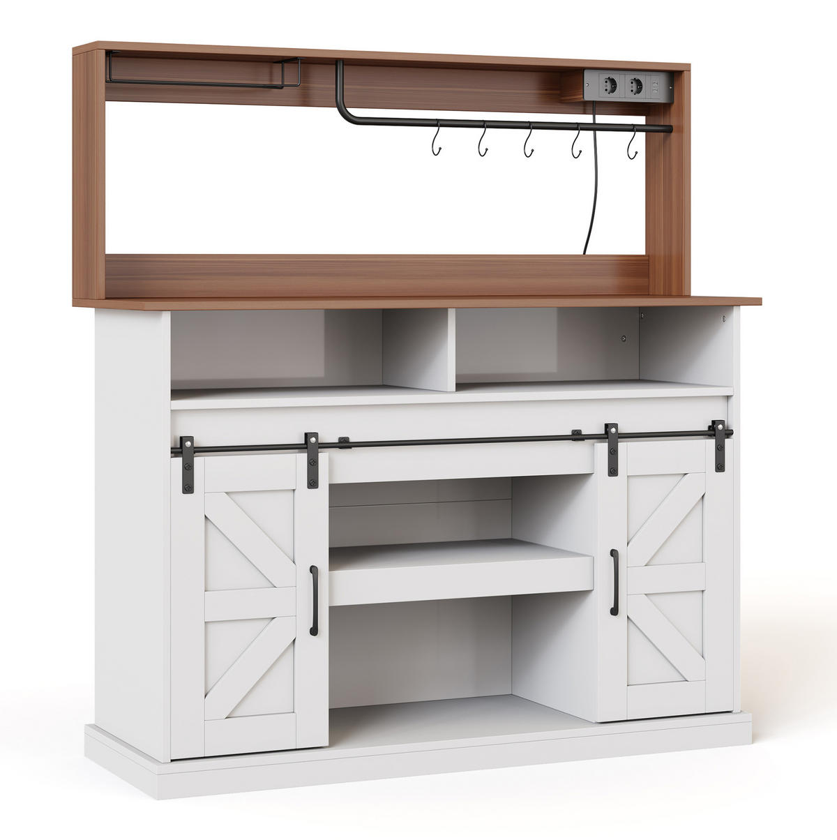 SIDEBOARD 120/40/130 cm Weiß/Natur aus MDF mit Schiebetüren - Weiß, Holzwerkstoff (40/130/120cm) - OKMYHOME