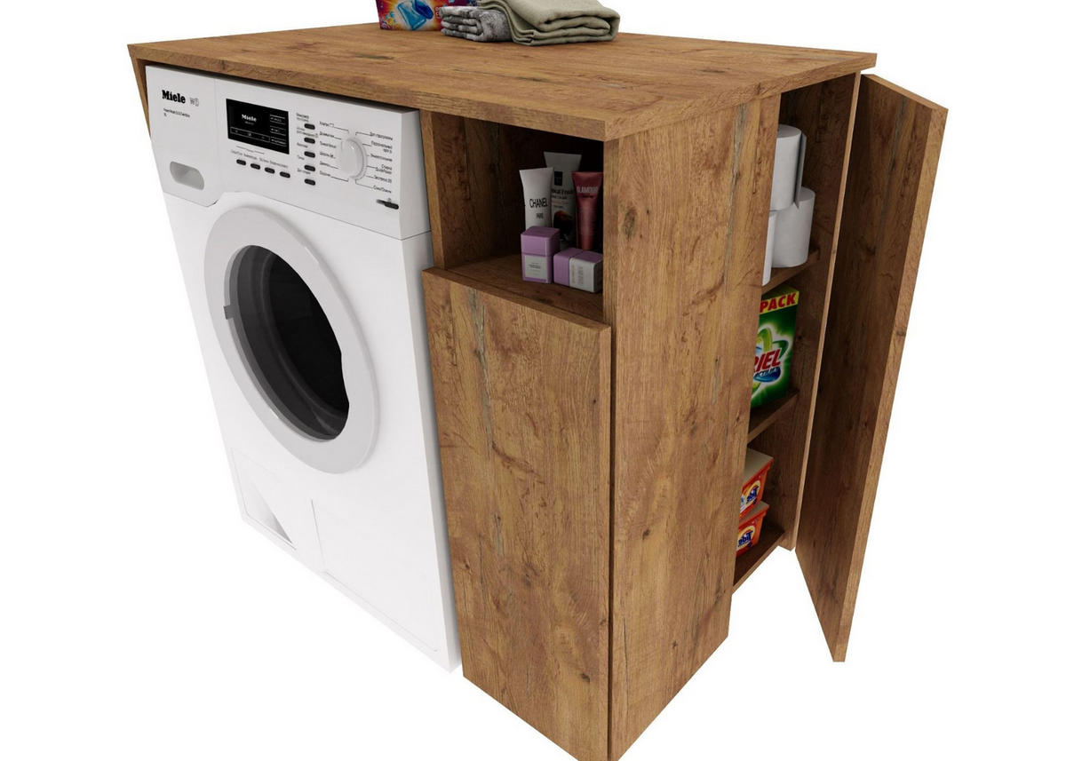 WASCHMASCHINENSCHRANK Überbauschrank mit Fächern – passend für Waschmaschine & Trockner 96/88/62 - Alteiche, Holzwerkstoff (96/88/62cm) - RAUMHIRSCH FURNITURE