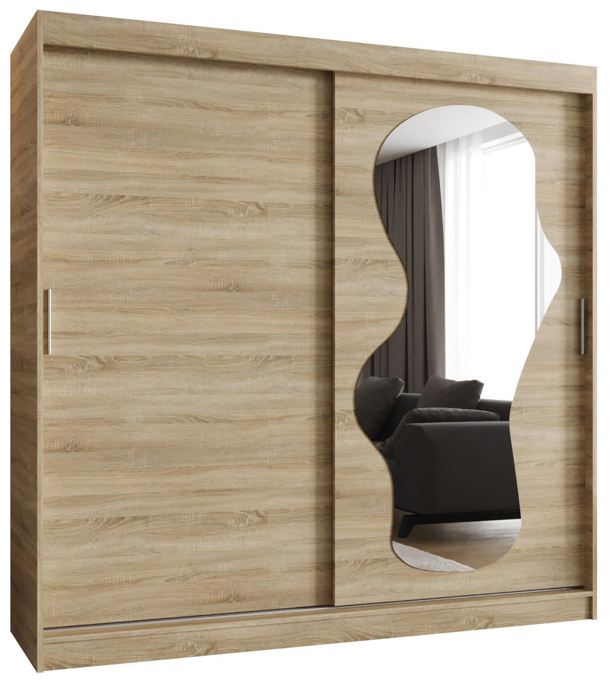 SCHWEBETÜRENSCHRANK 200/200/62 2-türig - Silberfarben/Sonoma Eiche, Holz (200/200/62cm) - MÖBEL KRYSPOL