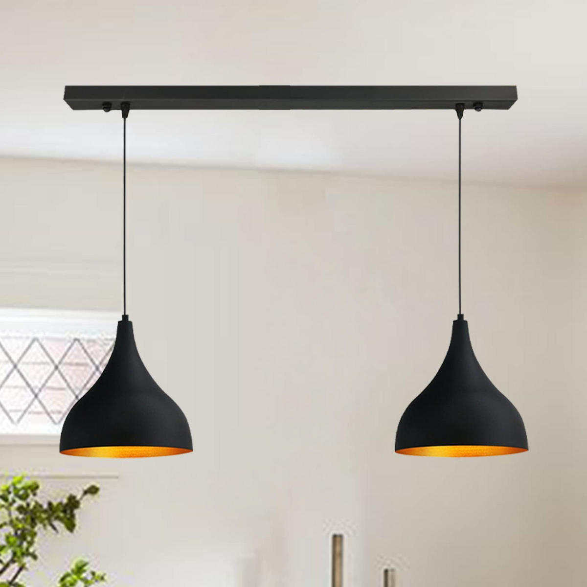 PENDELLEUCHTE Adash 26/28 cm - Goldfarben/Schwarz, Metall (26/28cm) - Bamyum