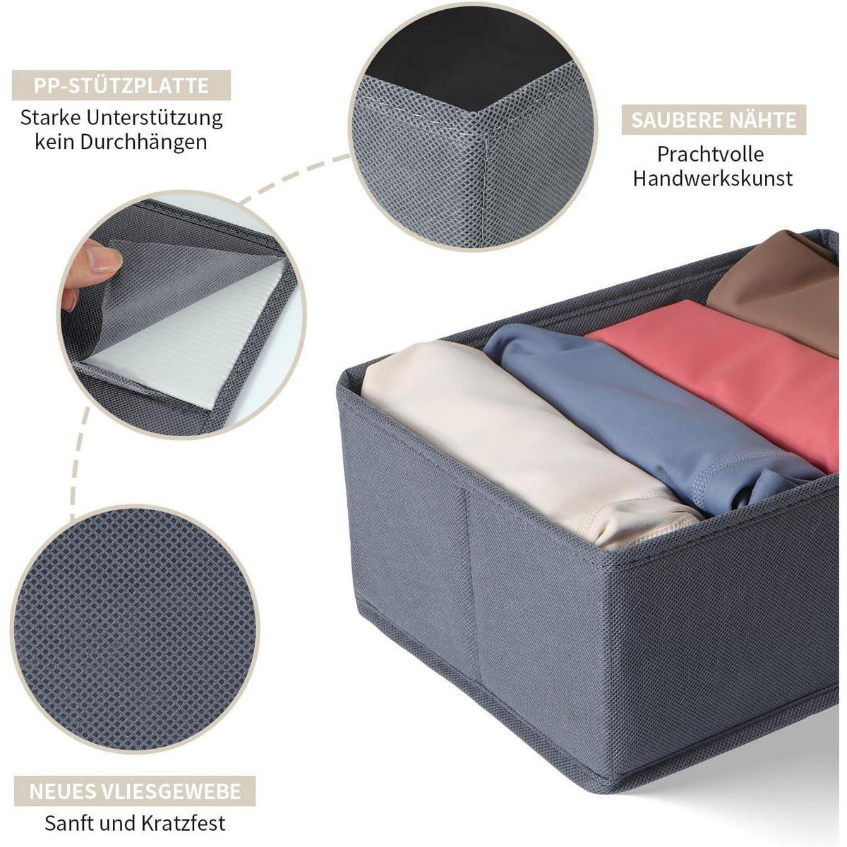 SCHUBLADEN Organizer 4er Set Grau 50x58 cm - Multicolor, Textil (24/11/26cm)