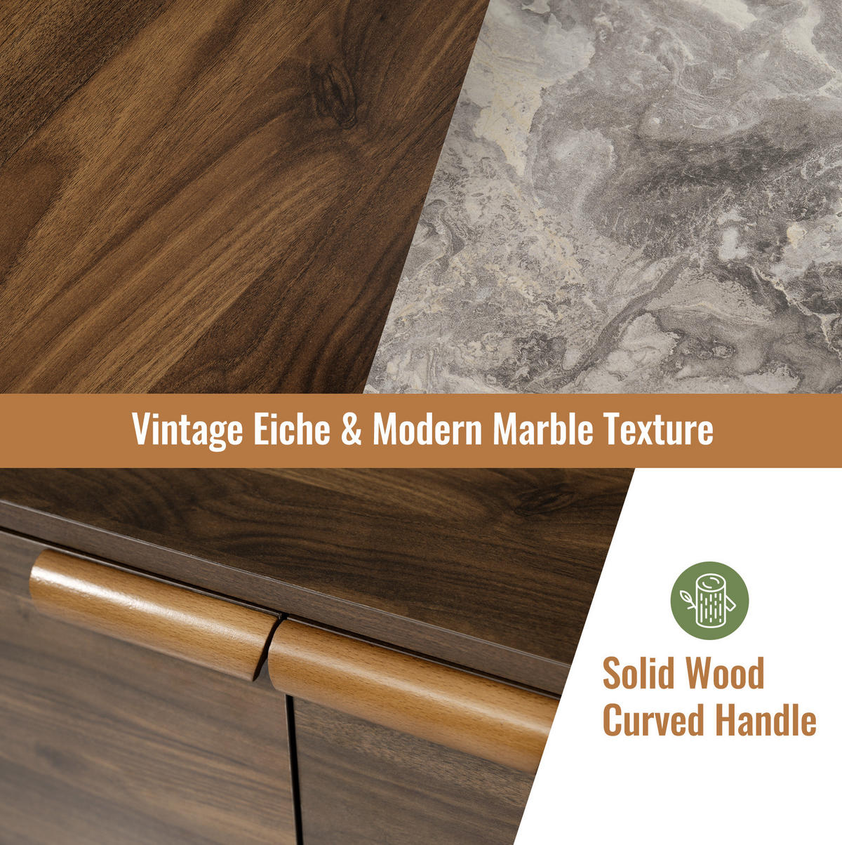 SIDEBOARD 120/77/40 cm Dunkle Eiche aus MDF und Massivholz mit verstellbarem Einlegeboden - Eichefarben, Holzwerkstoff (40/77/120cm) - OKMYHOME
