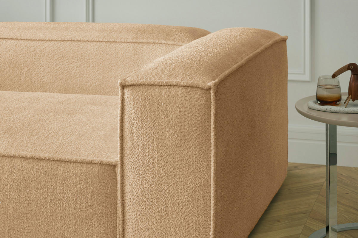 ECKSOFA CARMO Braun Flachgewebe - Dunkelbraun/Schwarz, Kunststoff/Textil (306/191cm) - KAWOLA