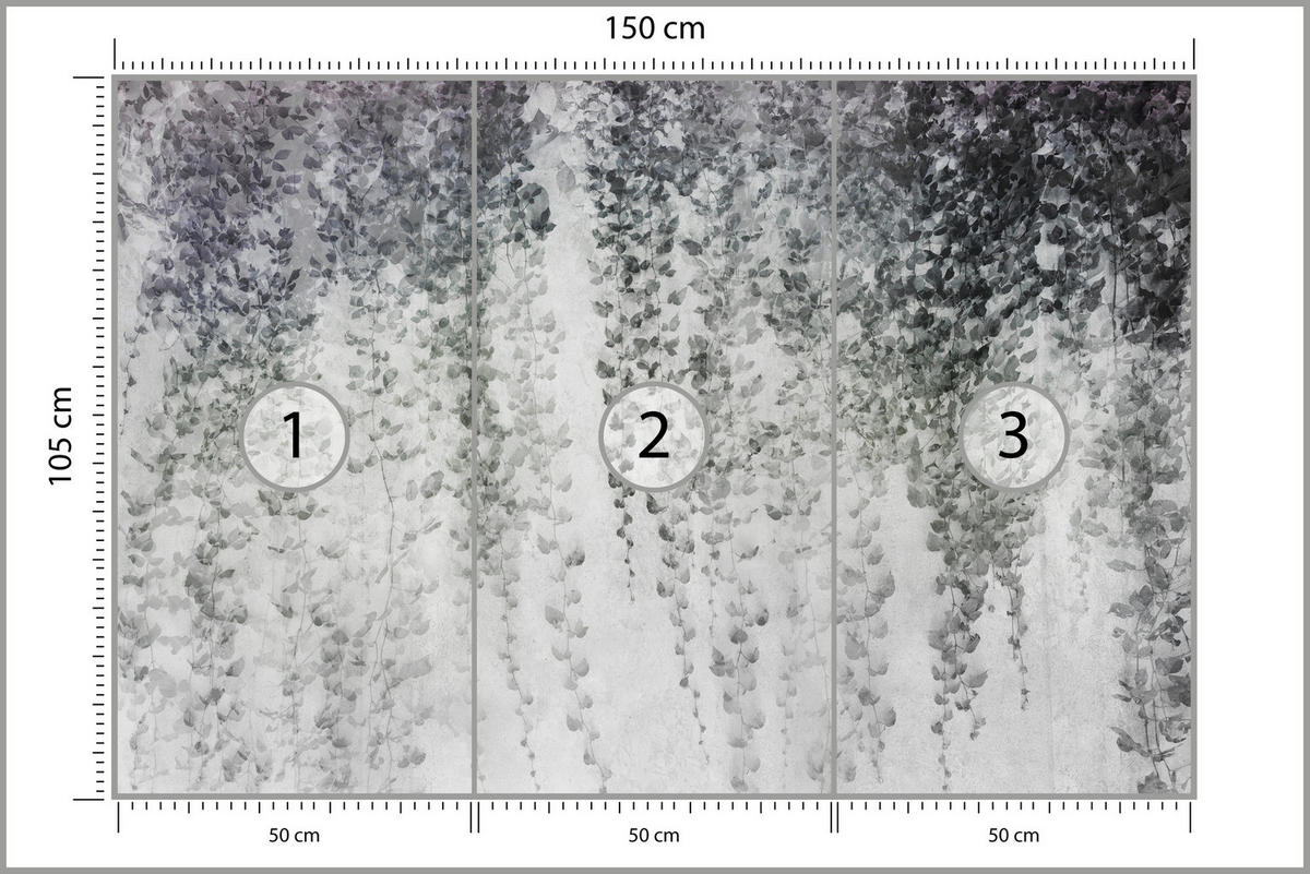 FOTOTAPETE Blätter Pflanzen Natur Vintage 150x105 - Grau, Papier (150/105cm) - Muralo