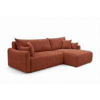 ECKSOFA Mit Schlaffunktion, Cordstoff Tilia, Kupfer, Rechts, JAPANDI - Orange, Holz (262/145cm) - Kaiser Möbel