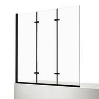DUSCHWAND für Badewannen Faltbar mit Schwenkfunktion Schwarz 140/130 cm - Schwarz, Glas (130/140cm) - EMKE