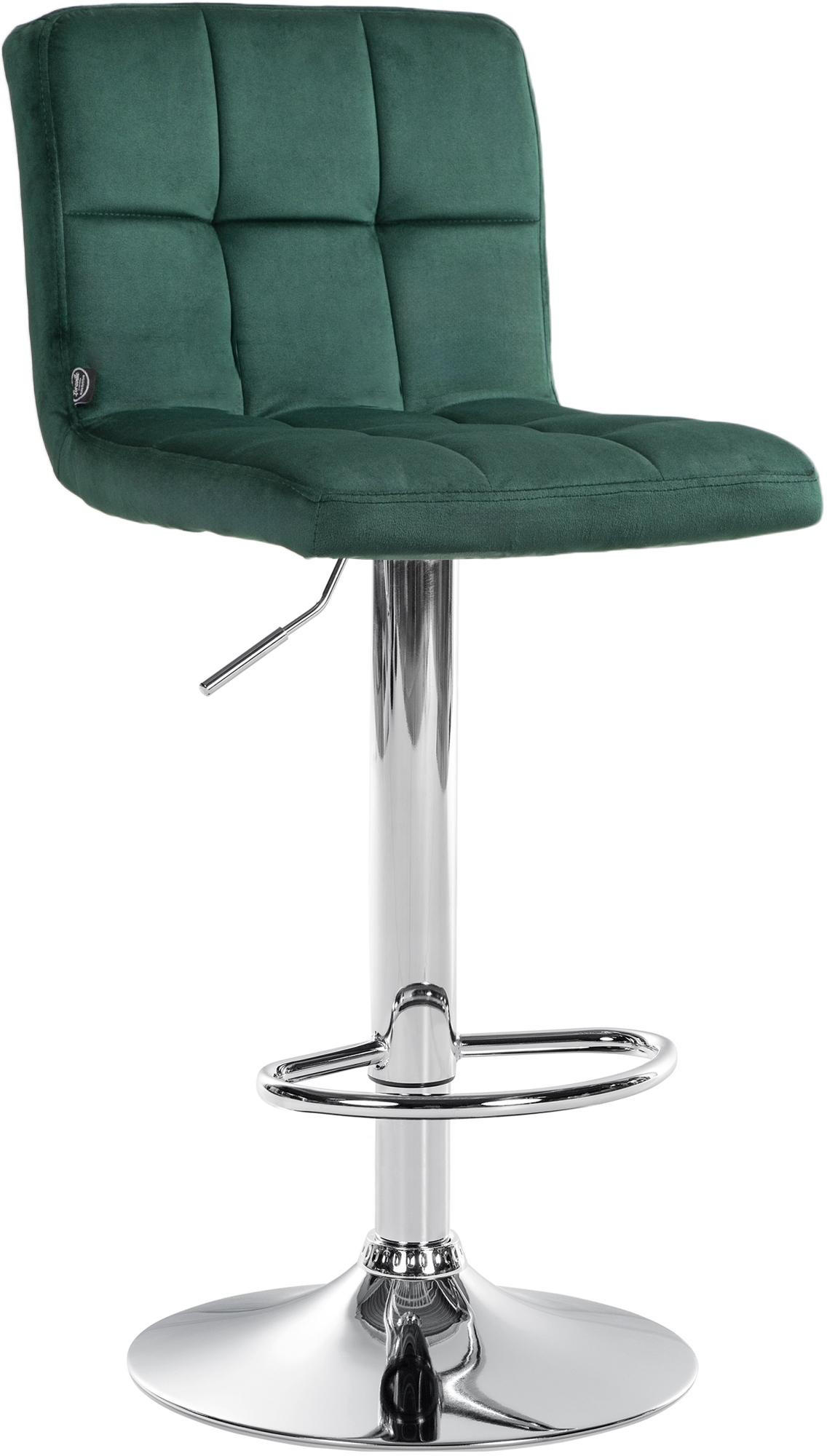 BARHOCKER Samt grün - Chromfarben/Grün, Textil/Metall (46/94/47cm) - CLP