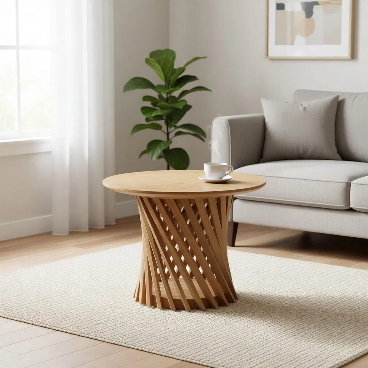 COUCHTISCH Emma, Natur Massiveiche - Beige, Holz (60/80/48cm) - WOODEK