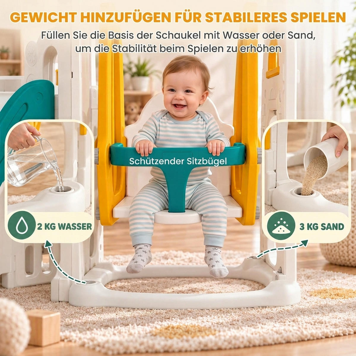KINDERRUTSCHE HDPE Weiß - Weiß, Kunststoff (176/86/186cm) - AIYAPLAY