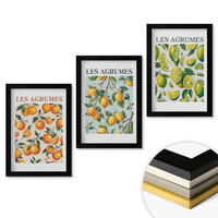 WANDBILDER 3er-Set - 20x30 cm Schwarzer Rahmen - Fruchtige Zitrus-Pastellmuster - Schwarz, Kunststoff (20/30cm) - ArtPrintCave