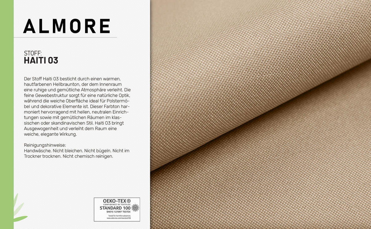 POLSTERBETT ALMORE 140x200cm Elegantes Polsterbett für modernen Wohnstil , 7-Zonen-Taschenfederkernmatratze mit kokos ARLAN (21 cm), Creme - Creme, Holz (140/200cm) - Panda Möbel