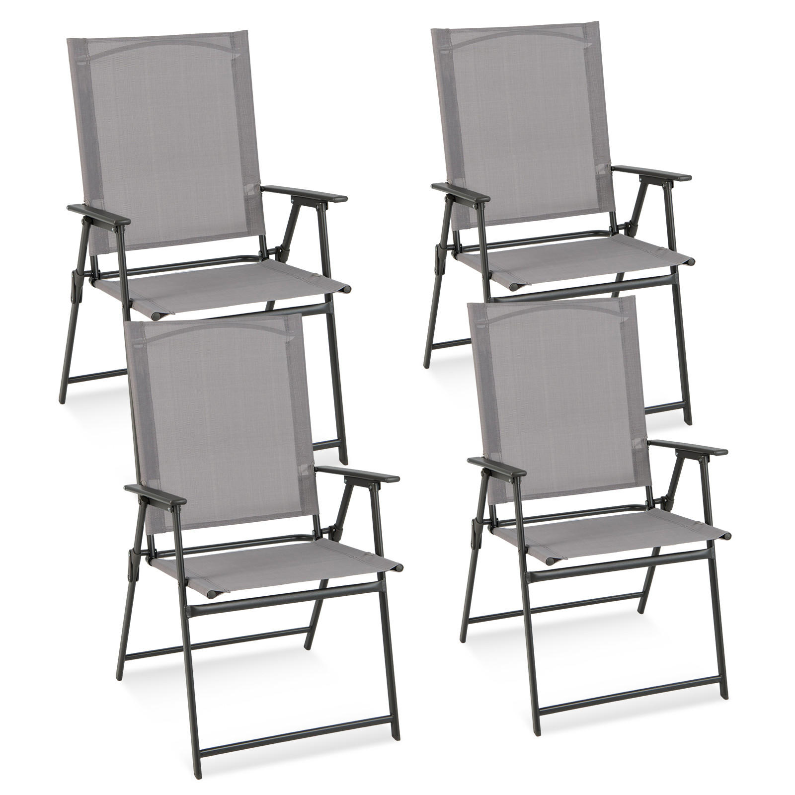 KLAPPSTÜHLE Grau(4-teilig) - Grau, Metall (58/96/58cm) - COSTWAY