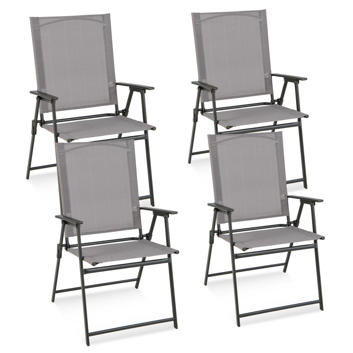 KLAPPSTÜHLE Grau(4-teilig) - Grau, Metall (58/96/58cm) - COSTWAY