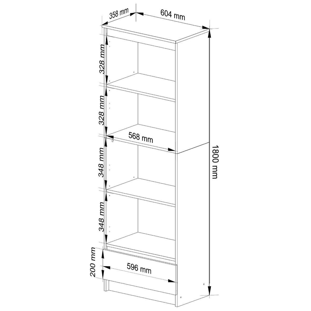 STANDREGAL Eiche Sonoma, Weiß 180/60/35 - Weiß, Holzwerkstoff (60/180/35cm) - RAUMHIRSCH FURNITURE