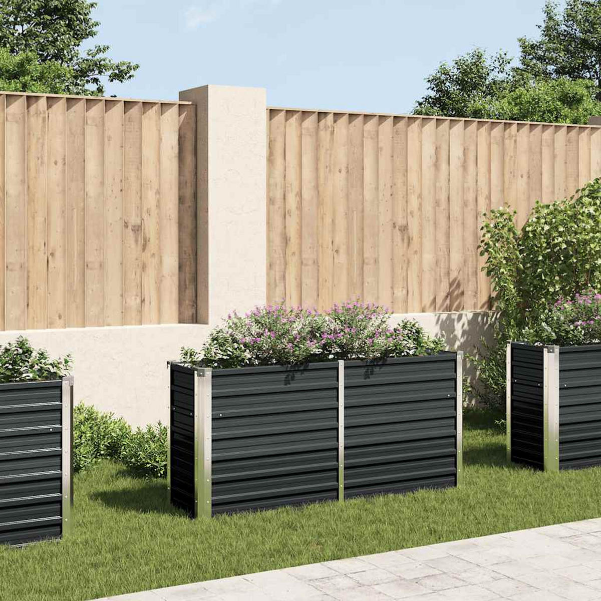 HOCHBEET für Garten OSKAR Anthrazit 160x40x77 cm Metall - Anthrazit, Metall (160/77/40cm) - DELUKE