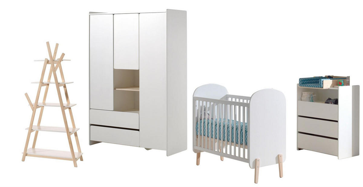BABYZIMMEREINRICHTUNG Karilynn 2 Komplettset Massivholz+MDF Weiß - Weiß, Holz (442/190/74cm) - 58aufmkessel