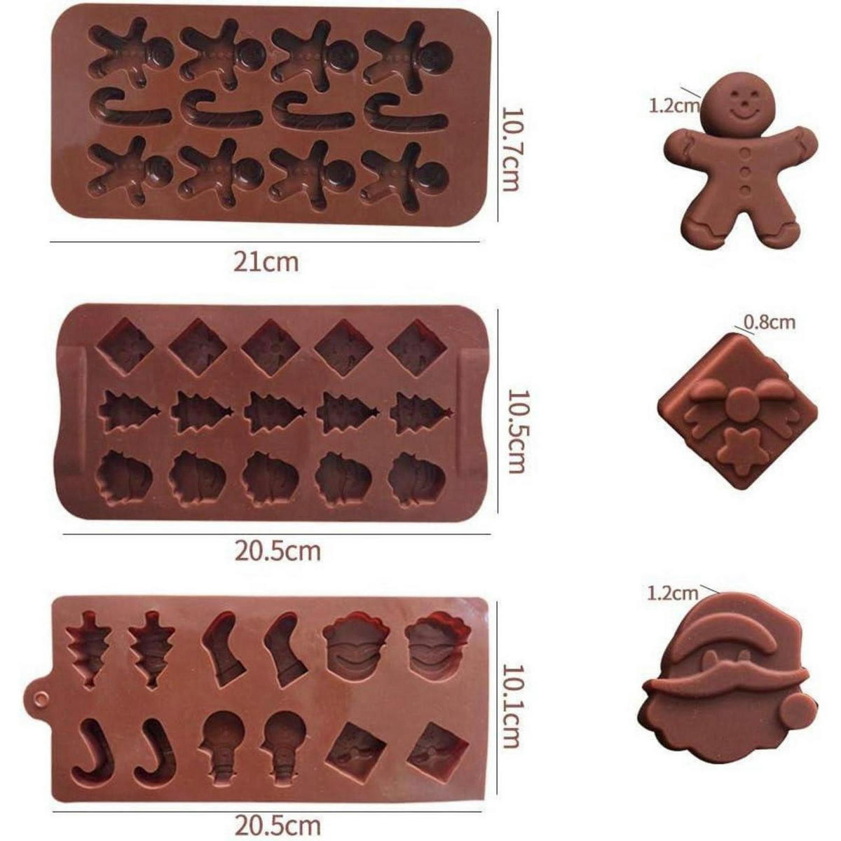 SILIKONFORMEN Weihnachten 4-teiliges Set - Braun, Kunststoff