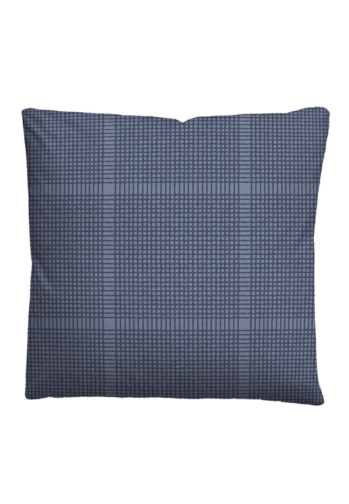 BETTWÄSCHE-GARNITUR Satin Karo marine, 135x200 cm + 80x80 cm - Dunkelblau, Textil (135/200cm) - biberna