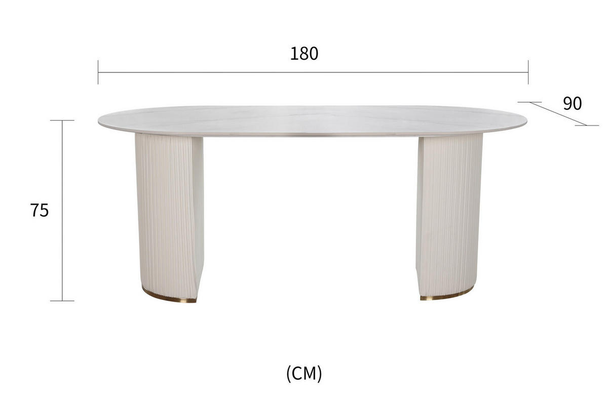 ESSTISCH MODIG Weiß 180x90x75 cm - Weiß, Stein (90/180/75cm) - FURNLUX