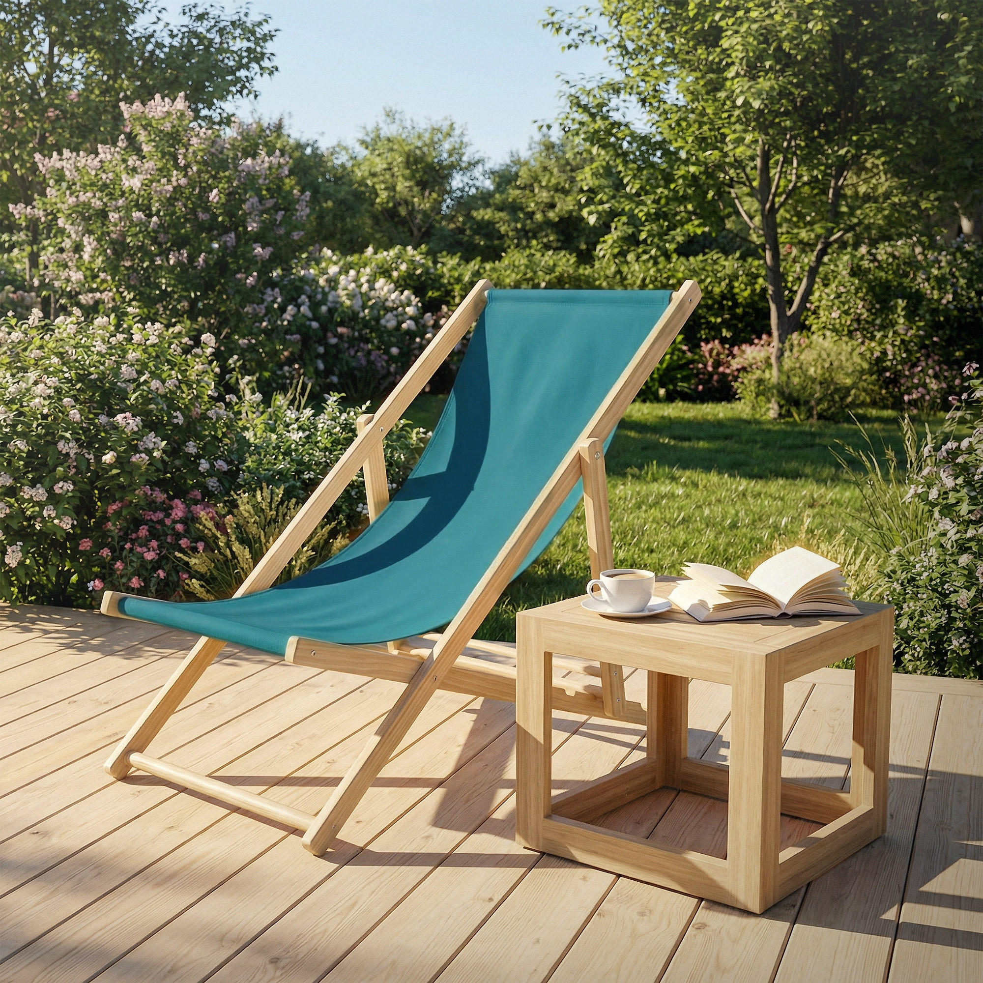 Thumbnail - ECD-Germany Liegestuhl, Dunkelgrün, Holz, 57.5x83x100 cm, Gartenmöbel, Gartenliegen