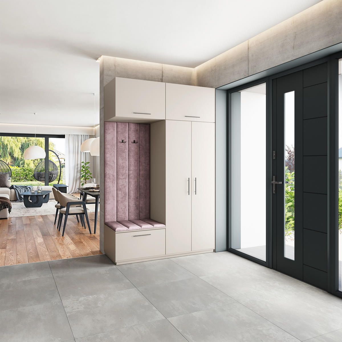 GARDEROBENSCHRANK REMA 150/240/60 cm Modern Garderobe-Set Kaschmir - Kaschmir/Lila, Holzwerkstoff (150/240/60cm) - MASSENO