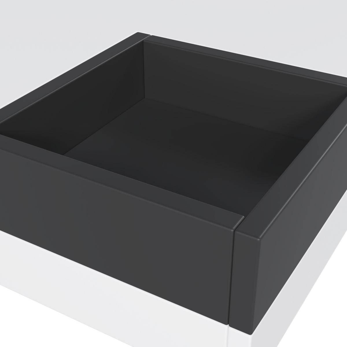 COUCHTISCH 72/72/30 cm in Weiß/Schwarz mit LED-Beleuchtung und Aufbewahrungsbox - Weiß, Holzwerkstoff (72/72/30cm) - Flora Grace