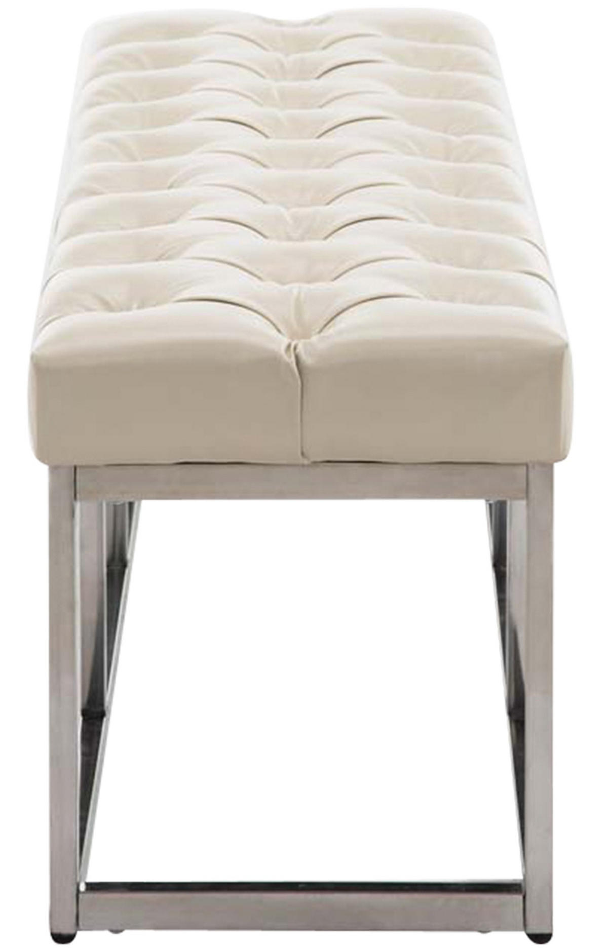SITZBANK 120/38 cm Kunstleder creme - Edelstahlfarben/Creme, Textil/Metall (120/46/38cm) - CLP