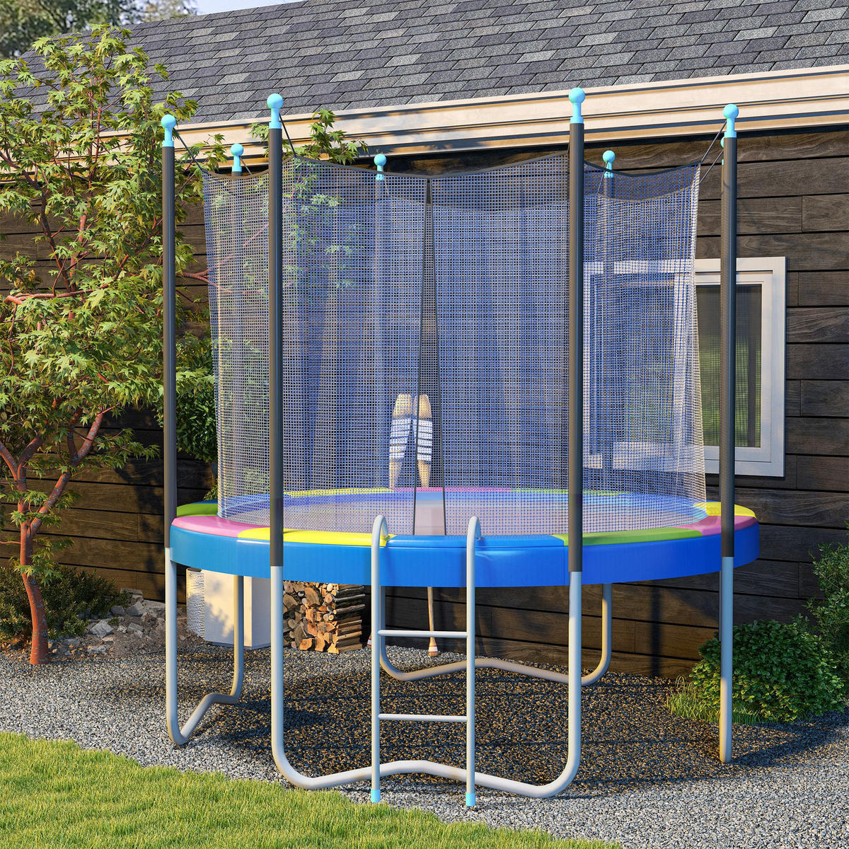 TRAMPOLIN Randabdeckung Kunststoff, PE Mehrfarbig - Blau, Kunststoff (366/366cm) - SPORTNOW