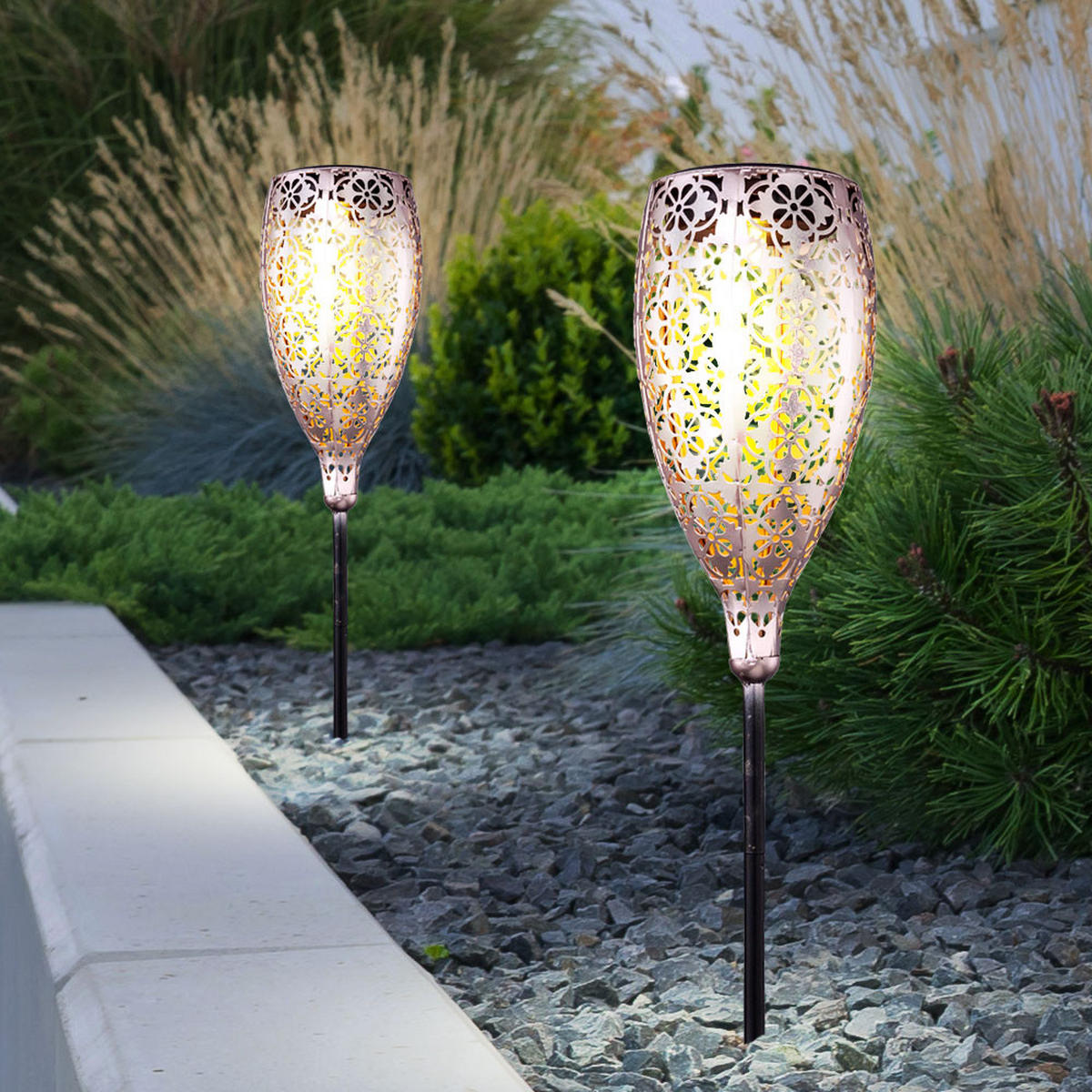 LED AUSSENLEUCHTE Solar Grau Gold - Grau, Metall (11/11/90cm) - Globo Lighting
