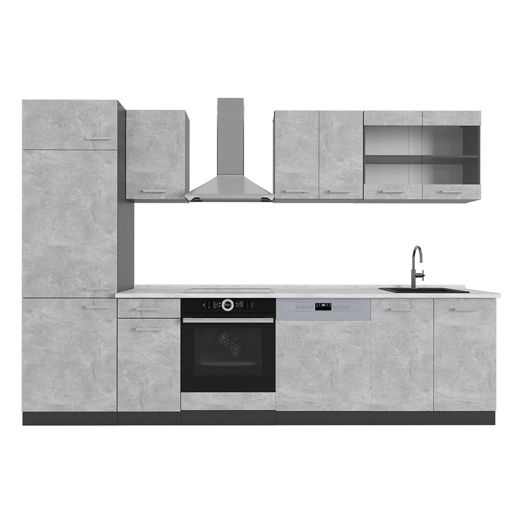 Vicco KUCHYŇSKÝ KOUT R-Line Beton/antracit 300 cm , PD Mramor