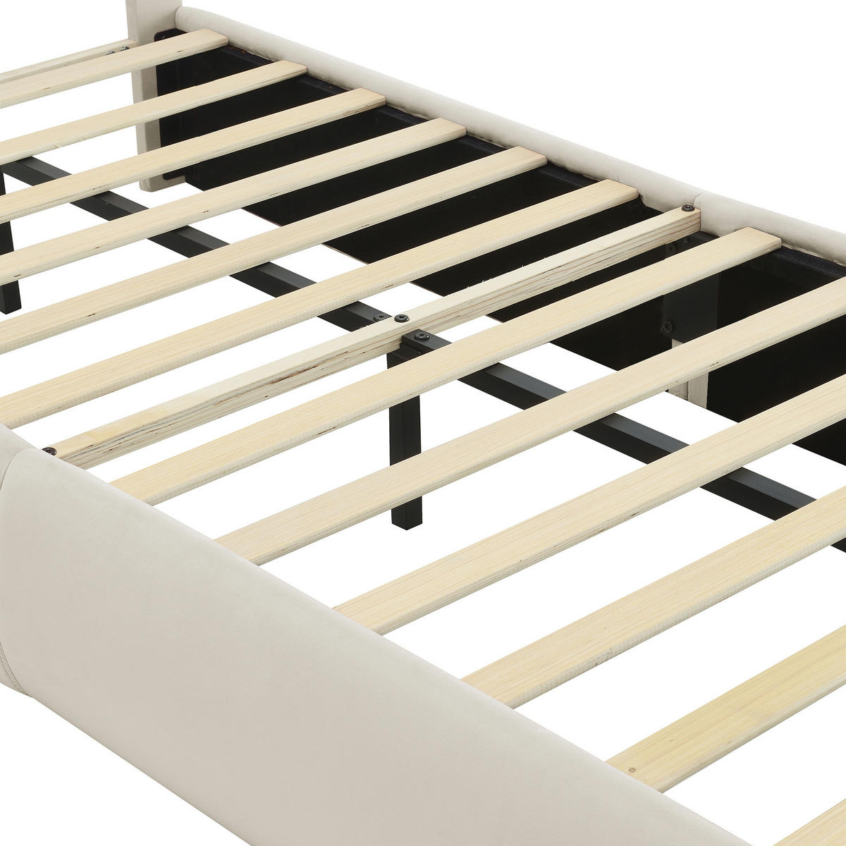 KINDERBETT 140/200 cm DE-00358, in Rosa, hydraulischem Stauraum und LED-Hasenohren - Beige, Holz (90/200cm) - ComfortXL