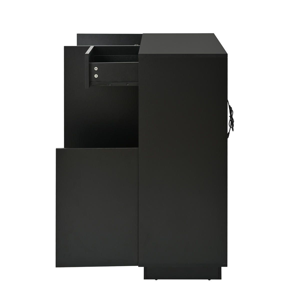 SCHUHSCHRANK in Schwarz und Naturfarben Schuhkommode mit LED-Beleuchtung für 14–18 Paar Schuhe, B105/T39.5/H100.5 cm - Schwarz/Naturfarben, Holzwerkstoff/Metall (105/100.5/39.5cm) - STILVORA