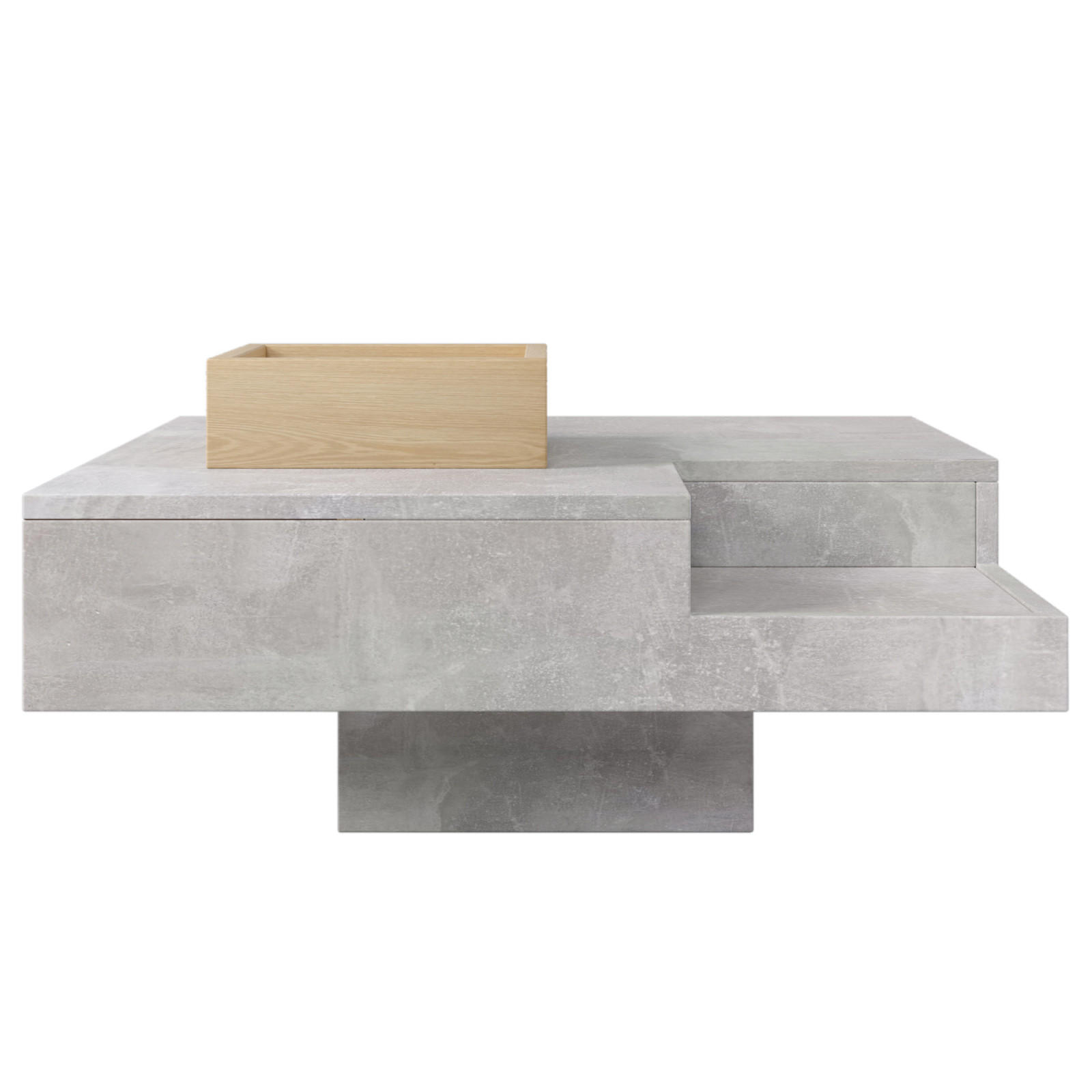 SHOPENTRA KONFERENČNÍ stolek betonový vzhled 72x72x30 cm s úložným prostorem