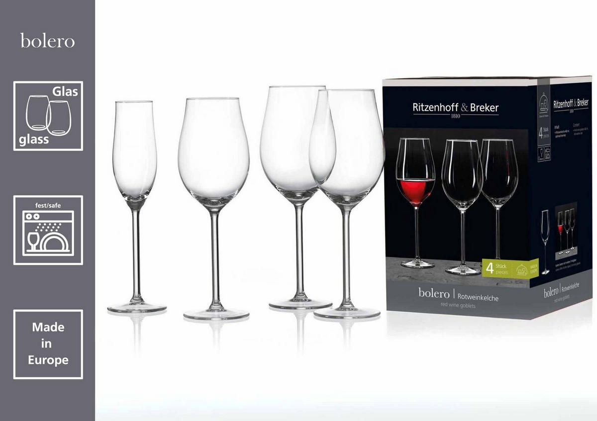BURGUNDERGLÄSER Bolero transparent 540 ml 4er Set - Transparent, Glas (0.54L) - Ritzenhoff Breker