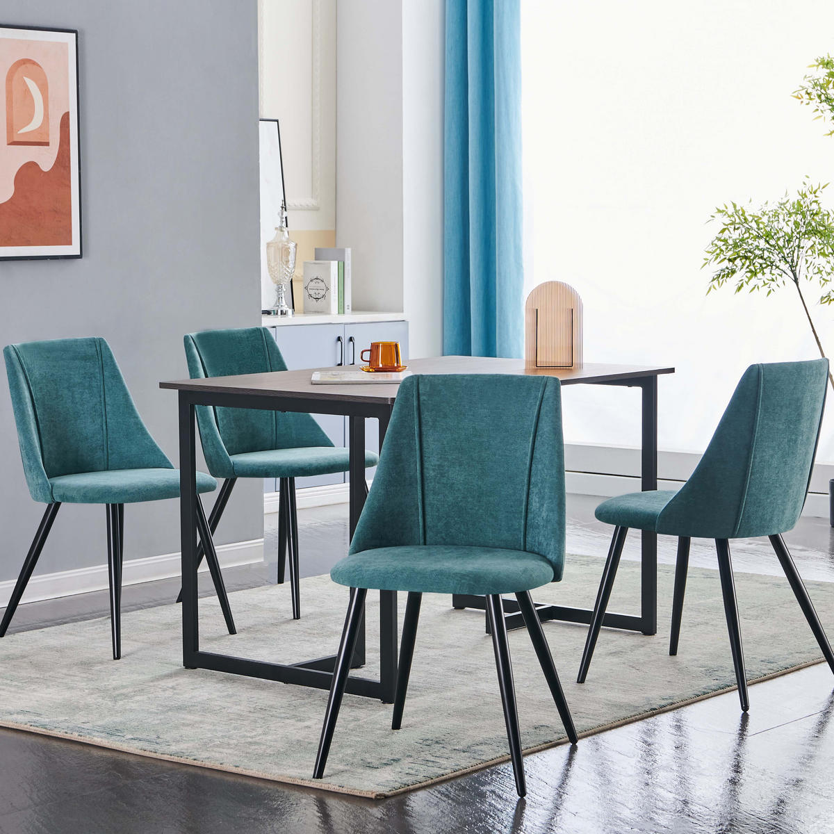 STUHL-SET 2 Stück in Stoff Grün - Schwarz/Grün, Holzwerkstoff/Textil (56/83/55cm) - Urban Meuble