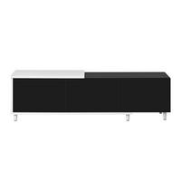 TV-SCHRANK Schwarz/Weiß 258/38/48,5 cm, Ausziehbar, 3 Hochglanz-Türen, Metallfüße - Schwarz, Holzwerkstoff (258/48.5/38cm) - PANGIVO
