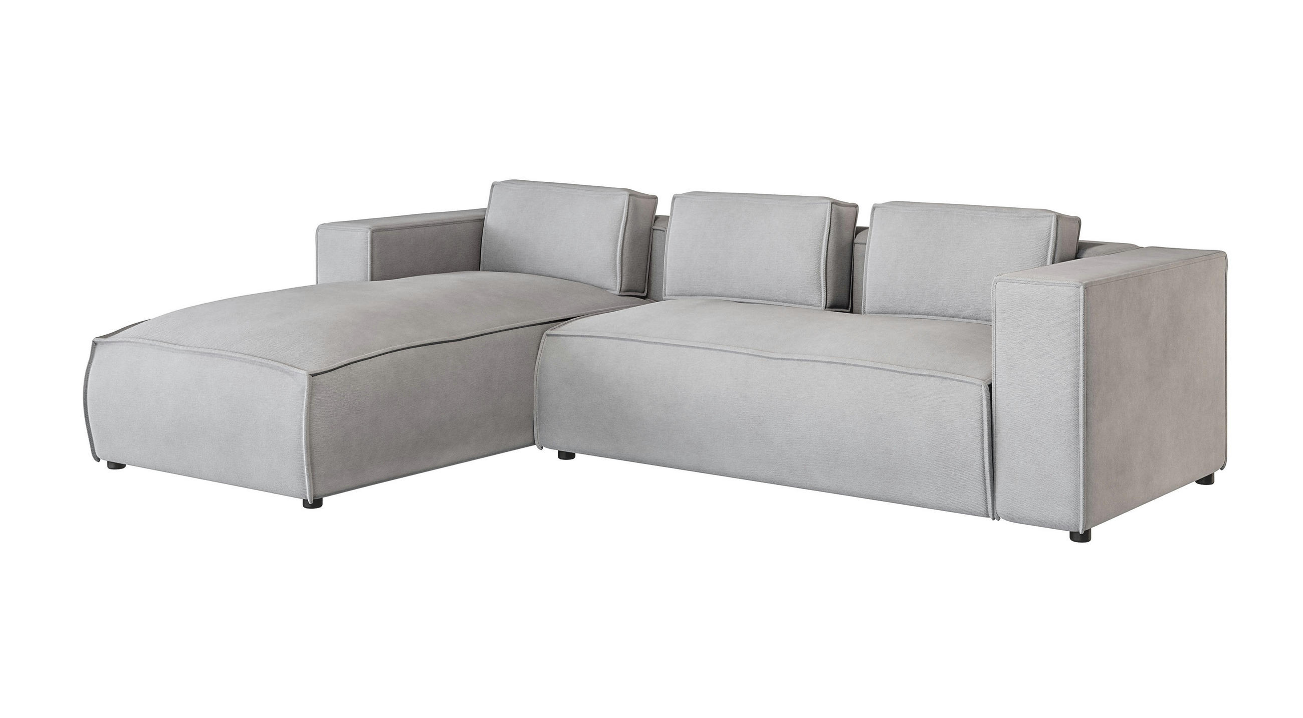 ECKSOFA Zenith Grau Luxusmicrofaser, Ottomane links - Schwarz/Grau, Holz/Kunststoff (262/176cm) - S-Style Möbel