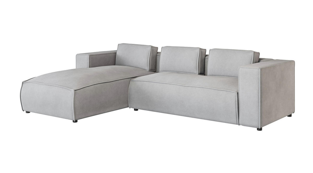 ECKSOFA Zenith Grau Luxusmicrofaser, Ottomane links - Schwarz/Grau, Holz/Kunststoff (262/176cm) - S-Style Möbel