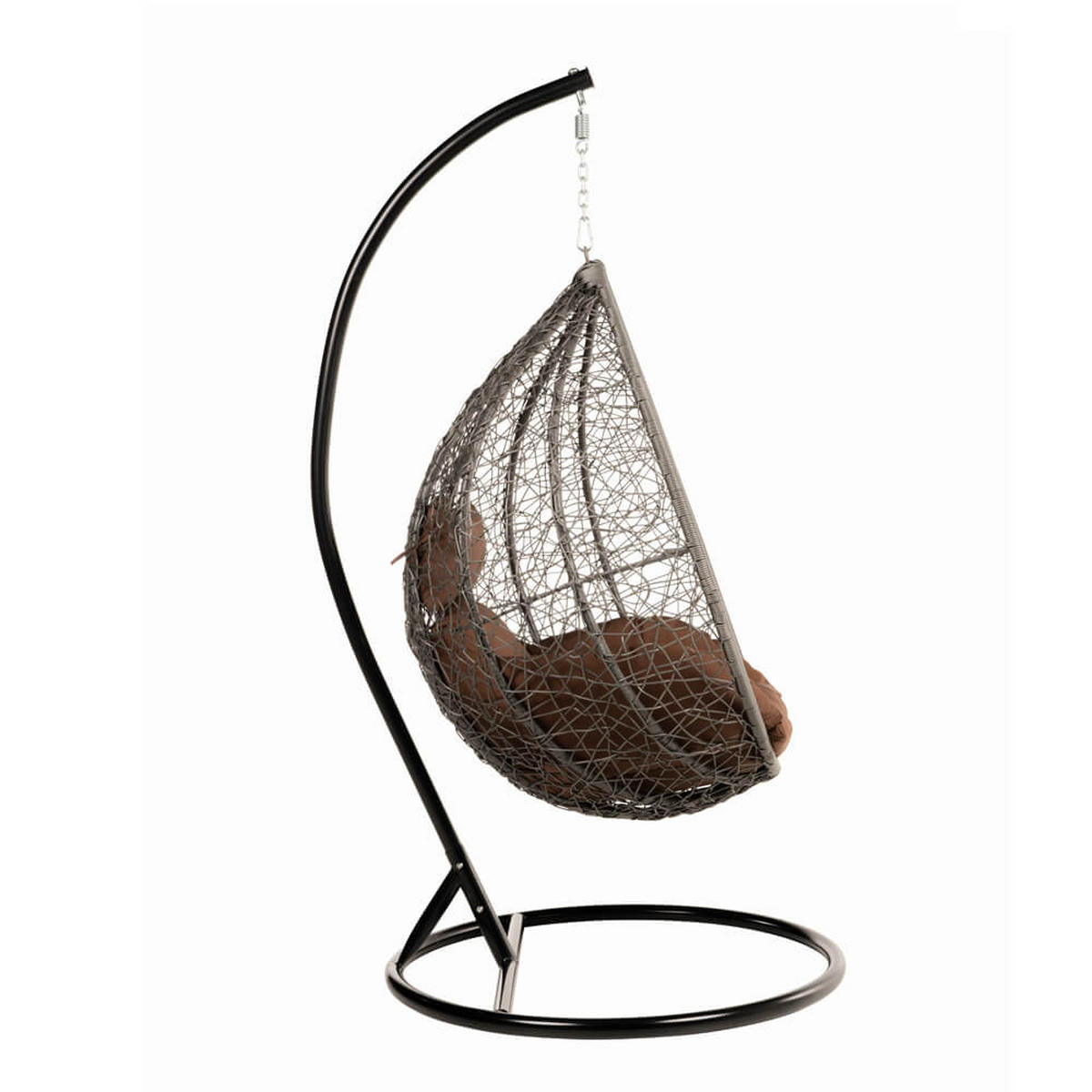 POLYRATTAN Hängesessel mit Gestell CIELO - Grau/Braun - Grau, Kunststoff (104/200/104cm) - Home Deluxe