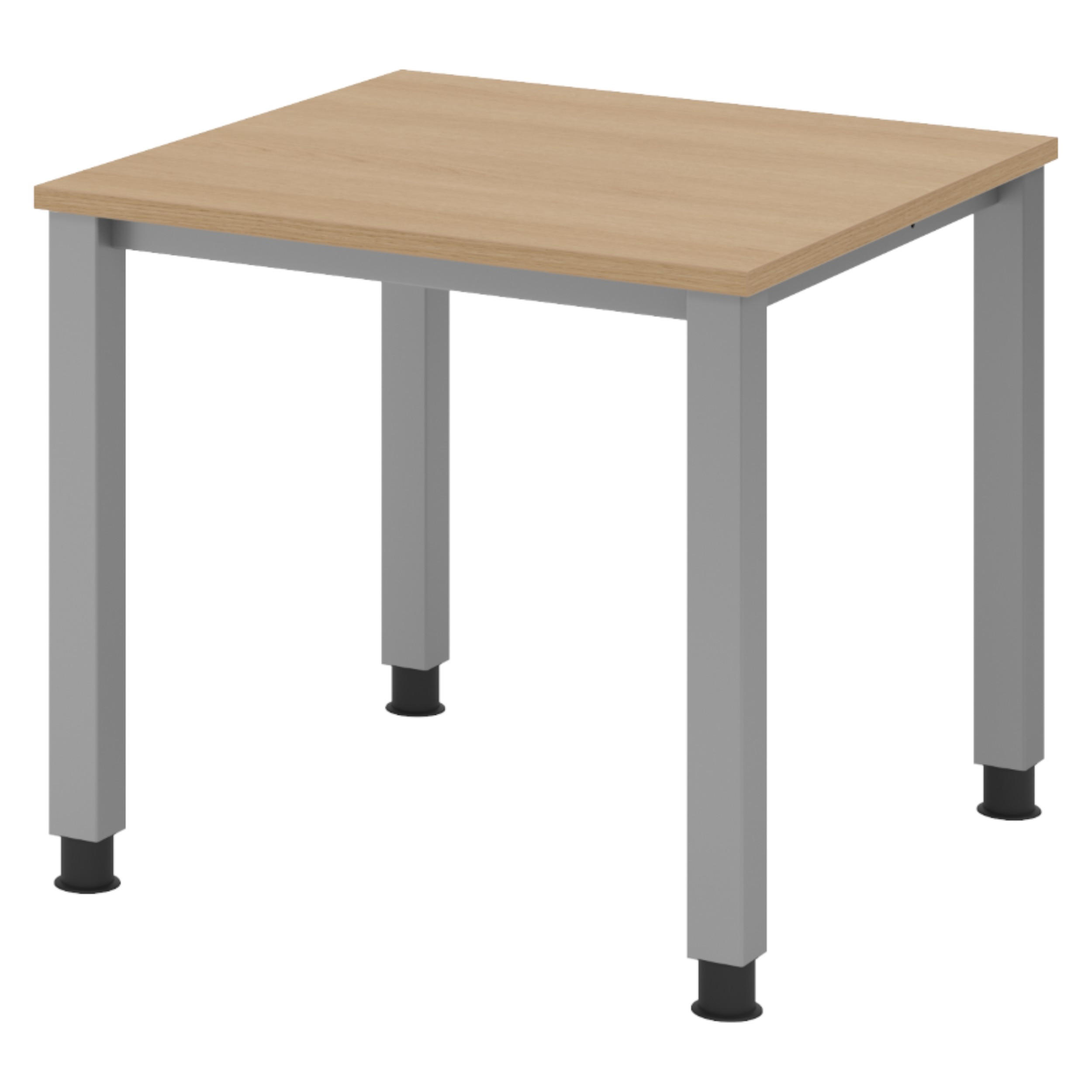 SCHREIBTISCH Serie-Q Gestell: Silber 80/80/74 cm in Eichefarben - Eichefarben, Holzwerkstoff (80/80/74cm) - bümö