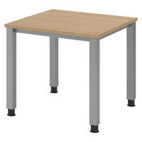 SCHREIBTISCH Serie-Q Gestell: Silber 80/80/74 cm in Eichefarben - Eichefarben, Holzwerkstoff (80/80/74cm) - bümö