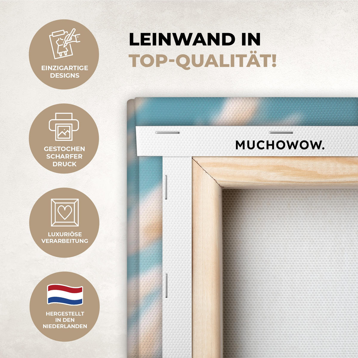 LEINWANDBILD Ziergras - Wind - Hellbraun Wandbild Wohnzimmer 50x50 cm - Hellblau, Textil (50/50cm) - MuchoWow