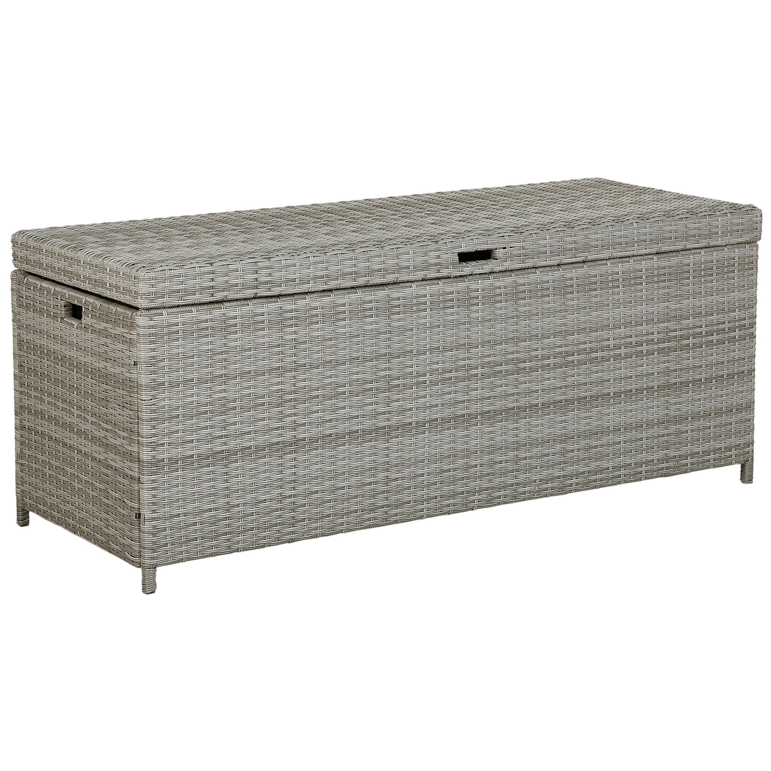 AUFLAGENBOX Rattan grau 158/63 cm Modena - Grau, Kunststoff (158/66/63cm) - Beliani
