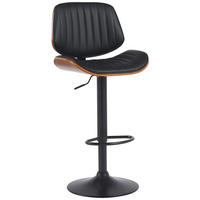 BARHOCKER Clawson Kunstleder 94-115x50x50 cm Schwarz - Nussbaumfarben, Leder (50/94/50cm) - furnicato