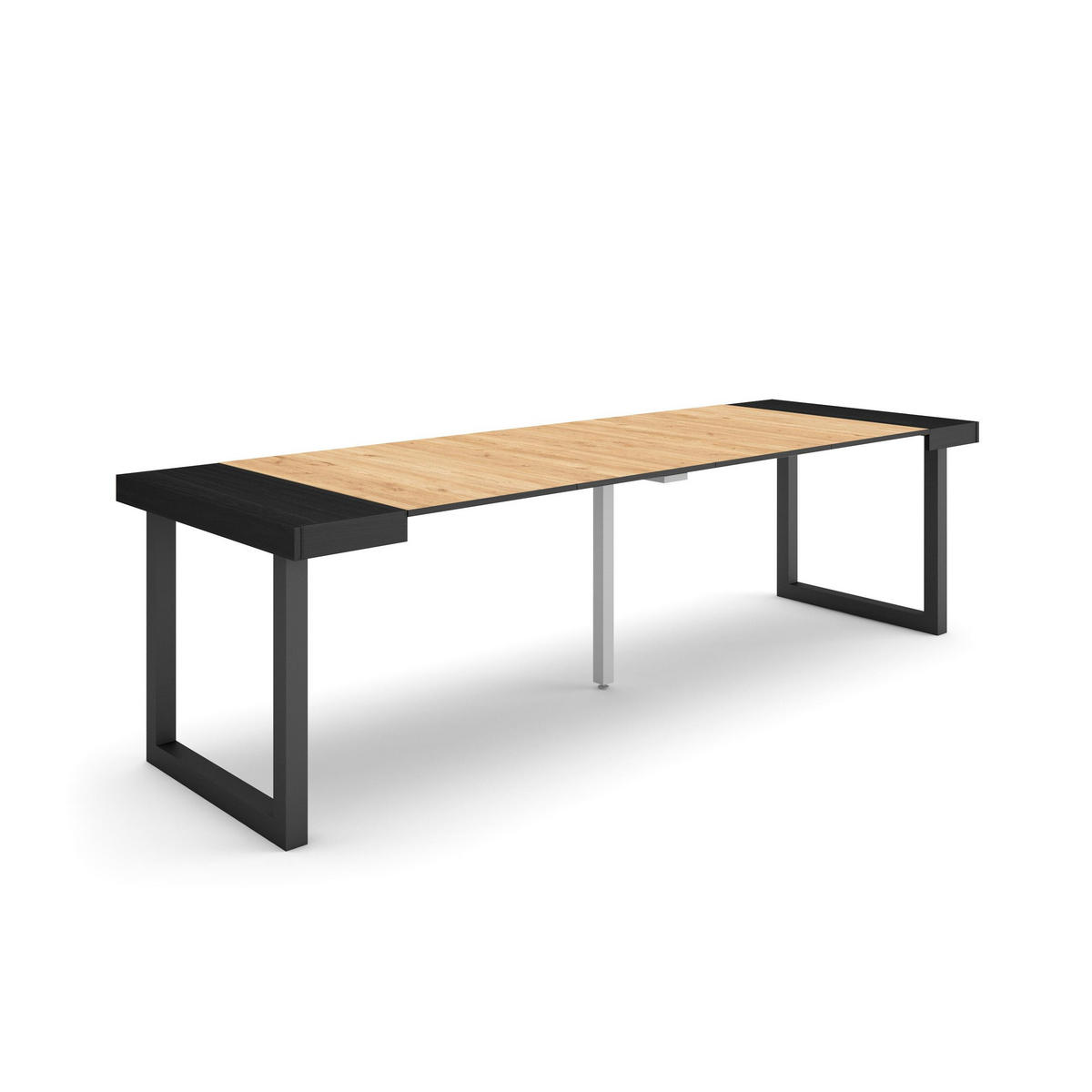KONSOLENTISCH ausziehbar 58 bis 262cm, für 12 Gäste, schwarz eiche, 90/58/73cm - Eichefarben/Schwarz, Holzwerkstoff (90/262/73cm) - Skraut Home