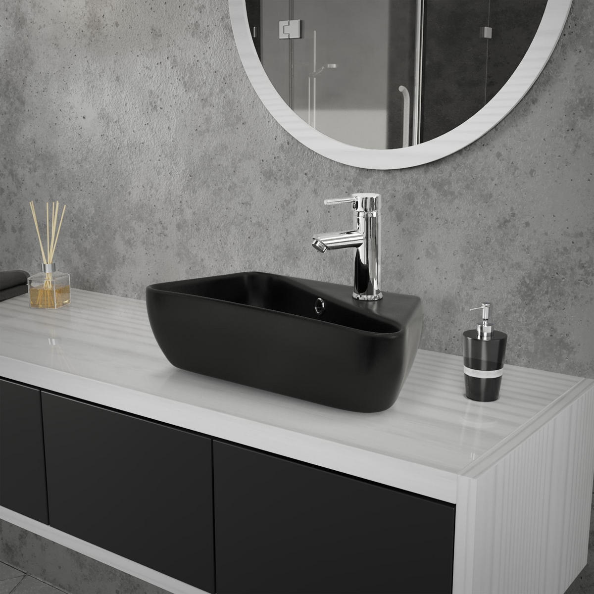 WASCHBECKEN - Schwarz, Keramik (27/13/45cm) - ML-DESIGN