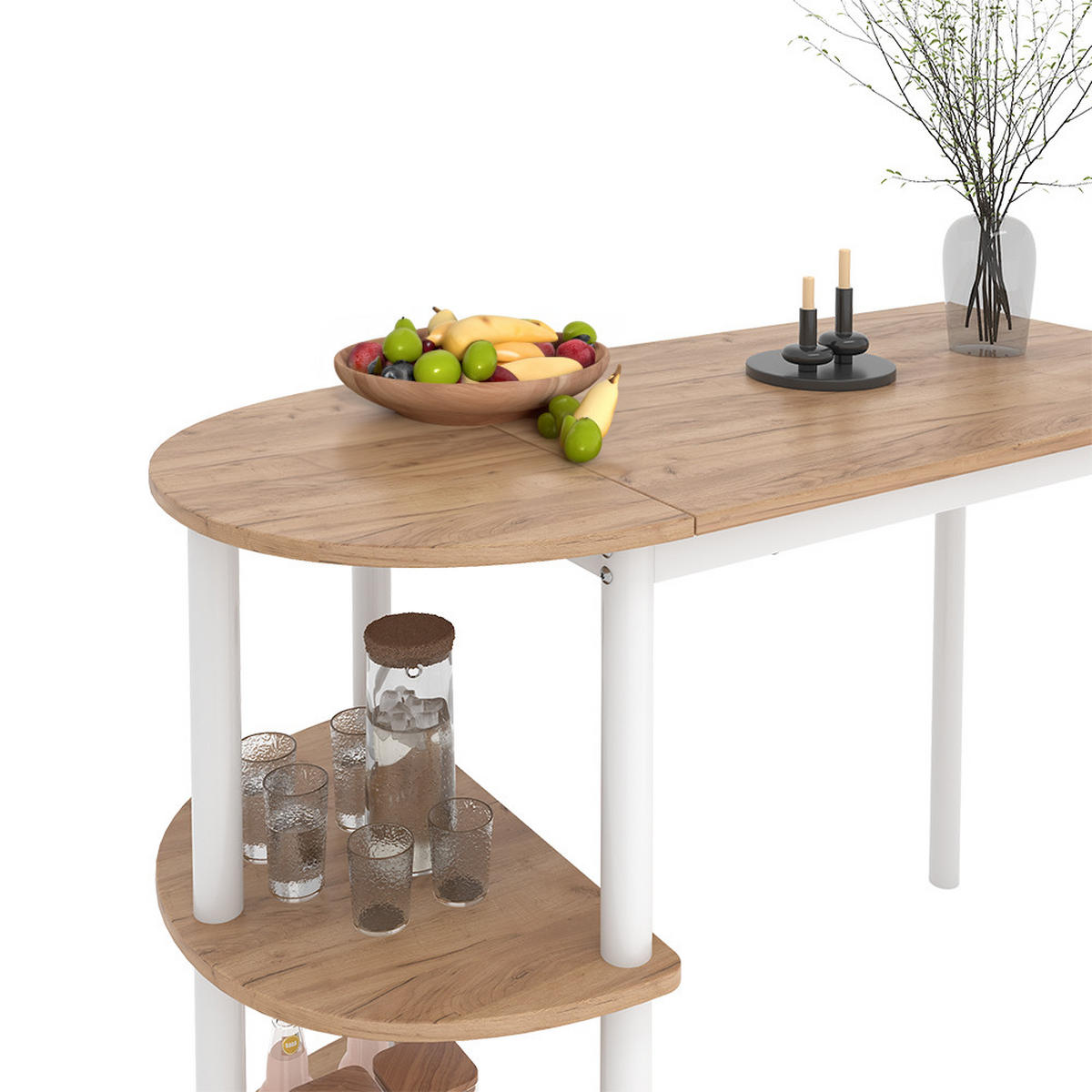 KÜCHENTISCH Freetown Goldkraft Eiche/Weiß 110 x 50 cm mit offene Ablagen - Eichefarben/Weiß, Holzwerkstoff (50/110/75.5cm) - Vicco
