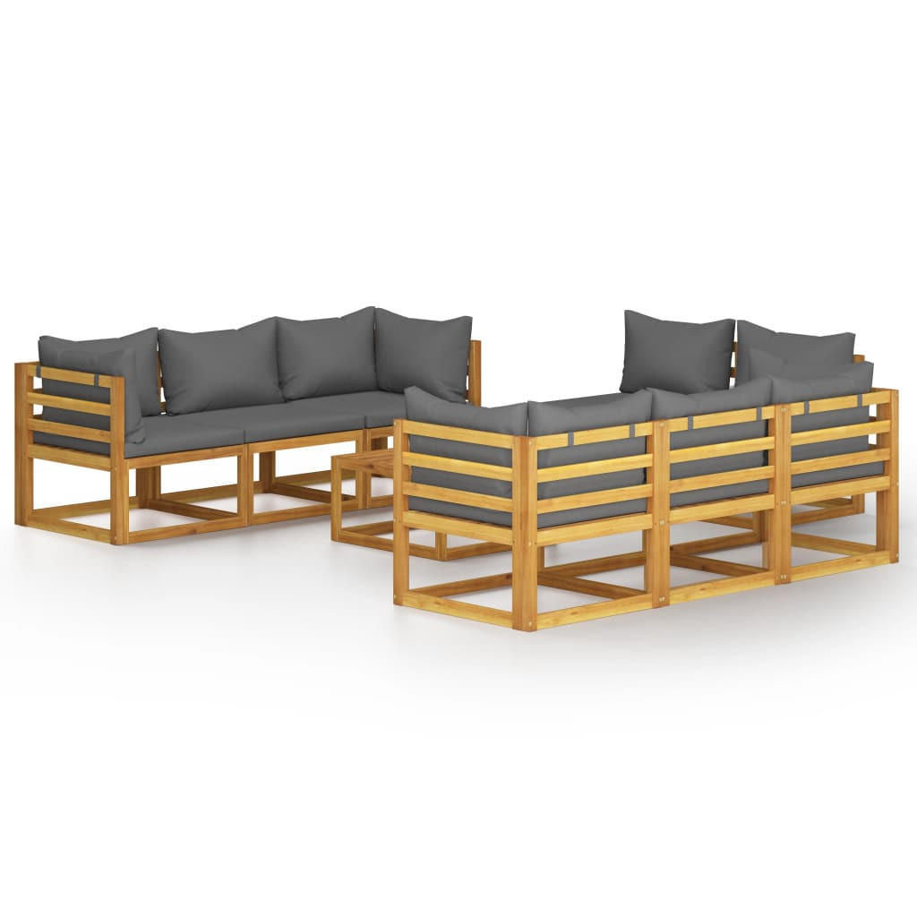 GARTENSET Regan 9-teilig - Grau, Holzwerkstoff - Nettlife