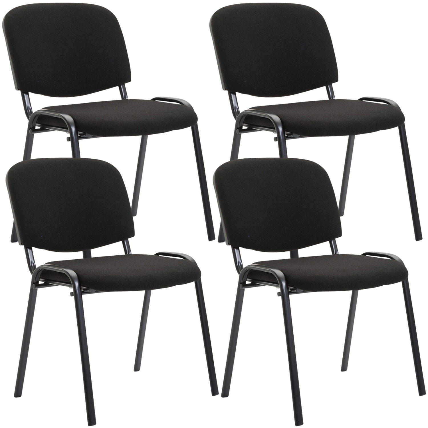 BESUCHERSTUHL 4er Set Stoff schwarz - Schwarz, Textil/Metall (53/83/53cm) - CLP